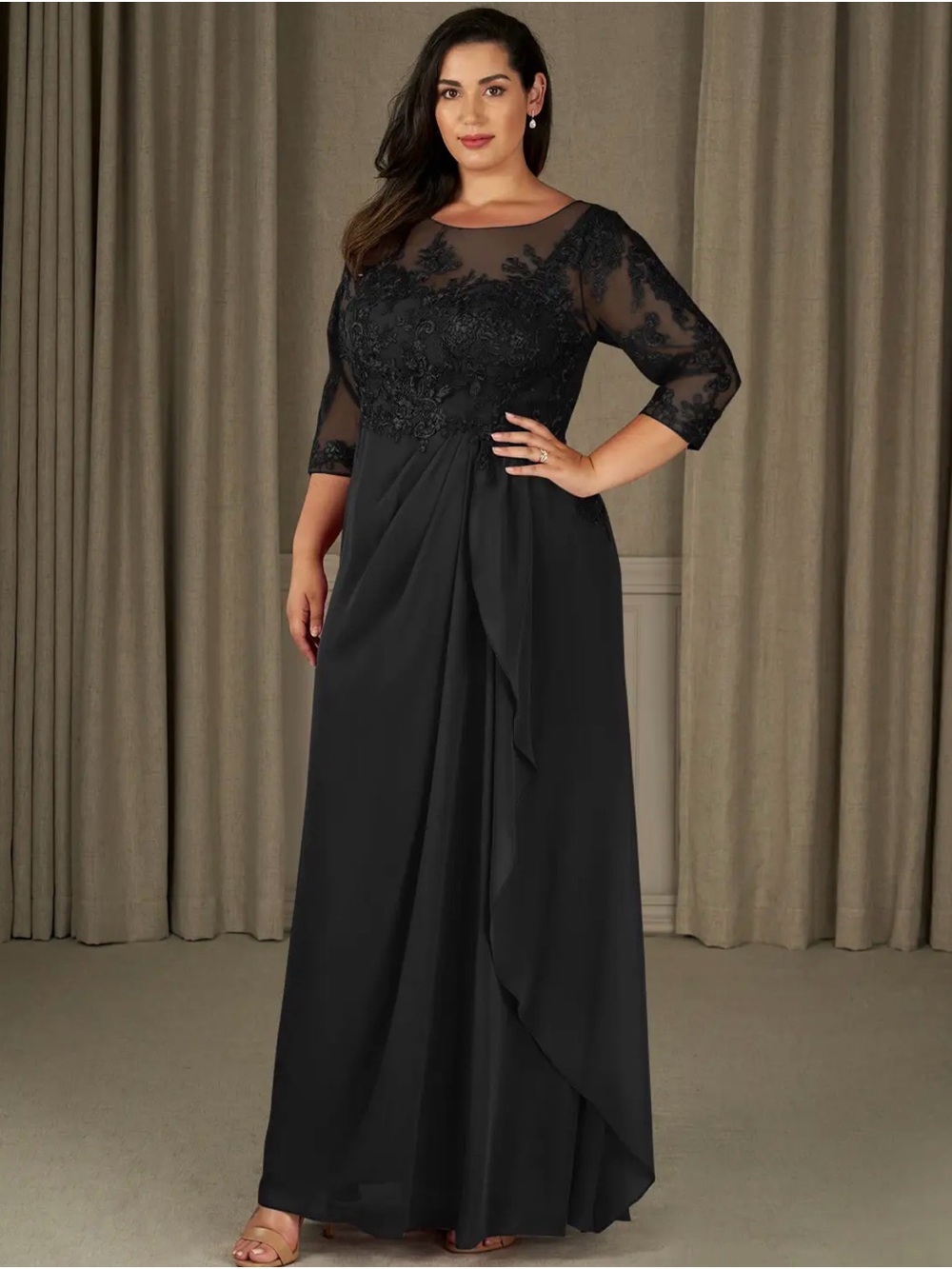 Azazie Calanthe Lace Bodice Maxi Dress A16 Size NWT